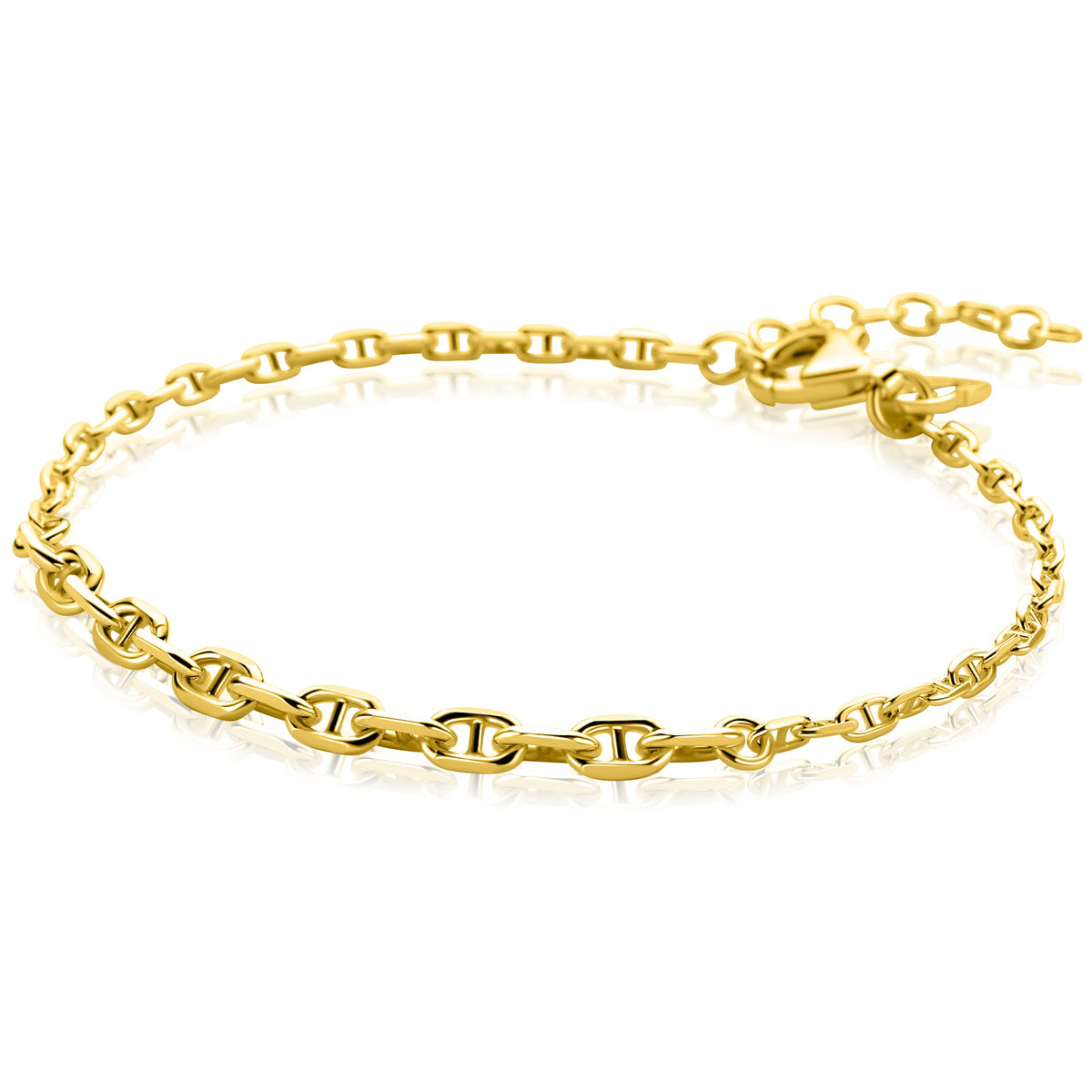Armband aus vergoldetem Silber mit ovalen Gliedern und Karabinerverschluss