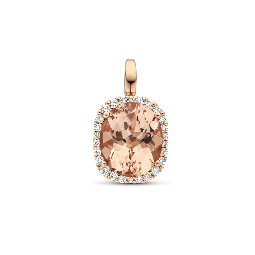Anhänger Morganit und Diamant 0,25 ct h Si Halo 14 K Roségold