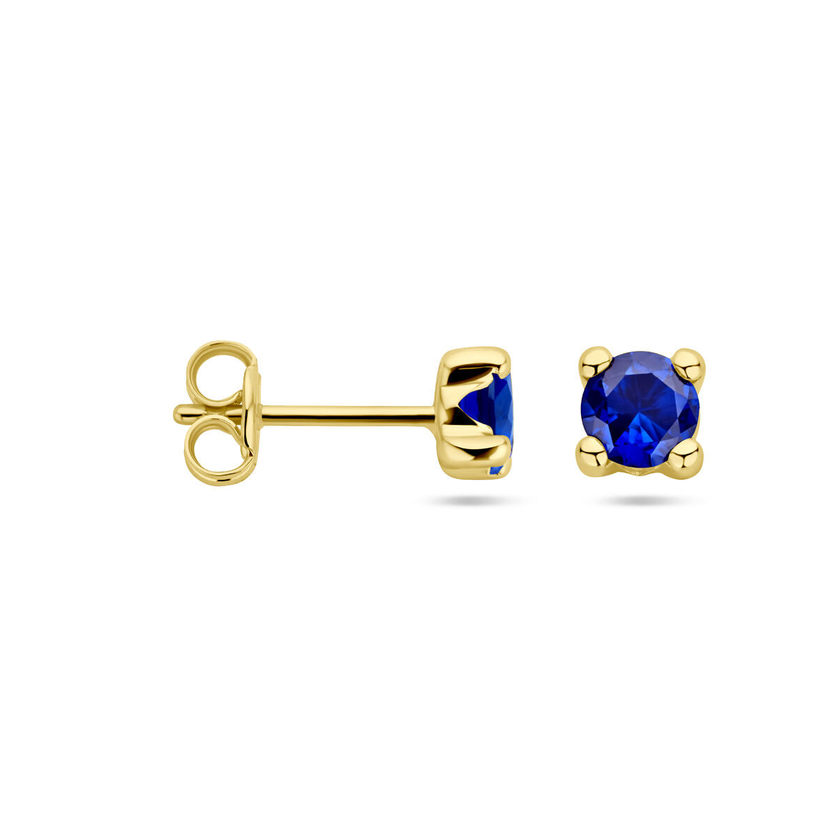 Ohrstecker Synth. Saphir 14K Gelbgold