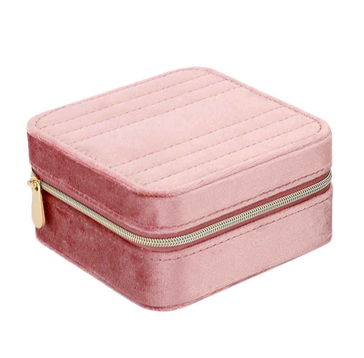 Schmuckbox in Rosa mit Reißverschluss und gestepptem Design