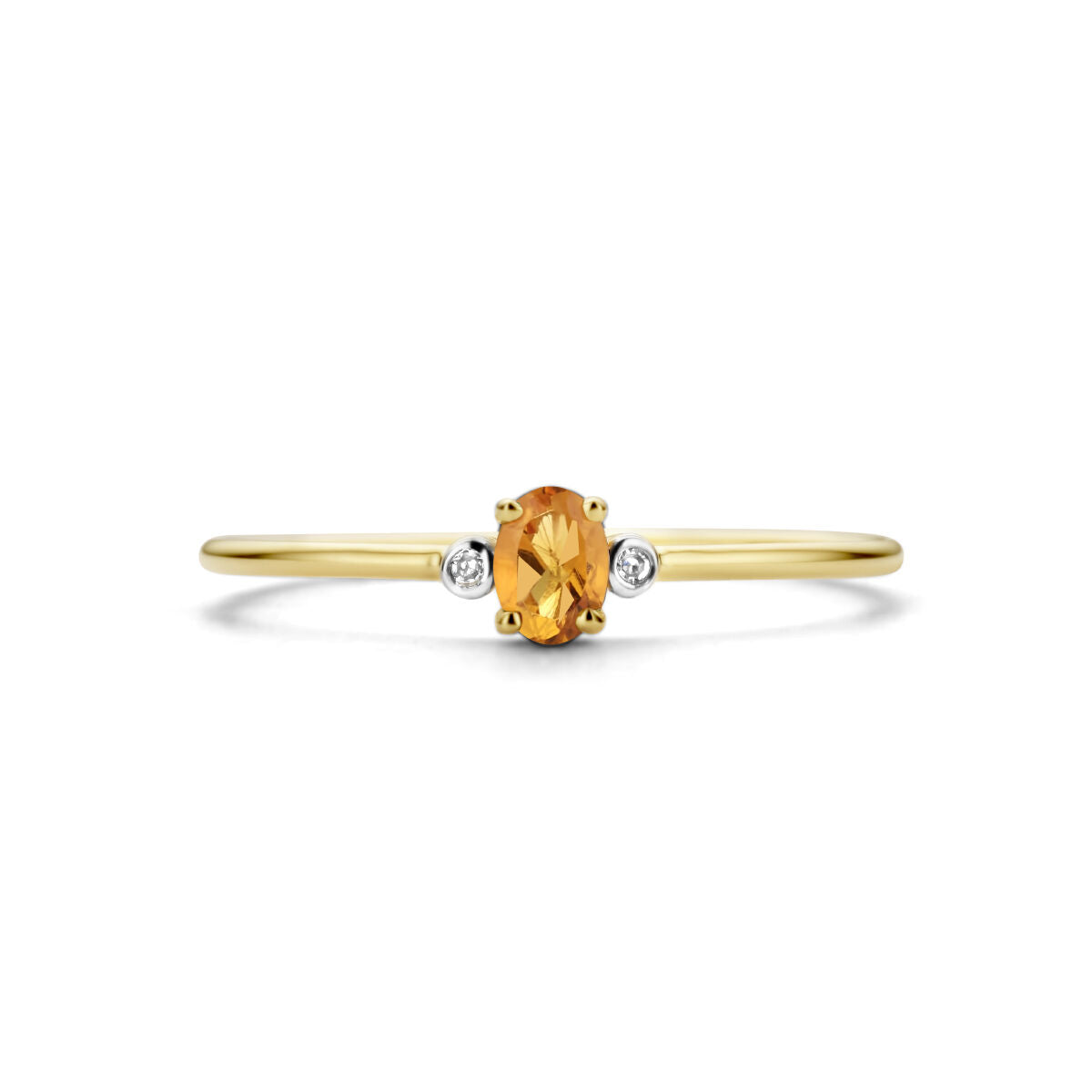 Ring Trilogie Citrin und Diamant 0,006 ct h p1 14 K Gelbgold