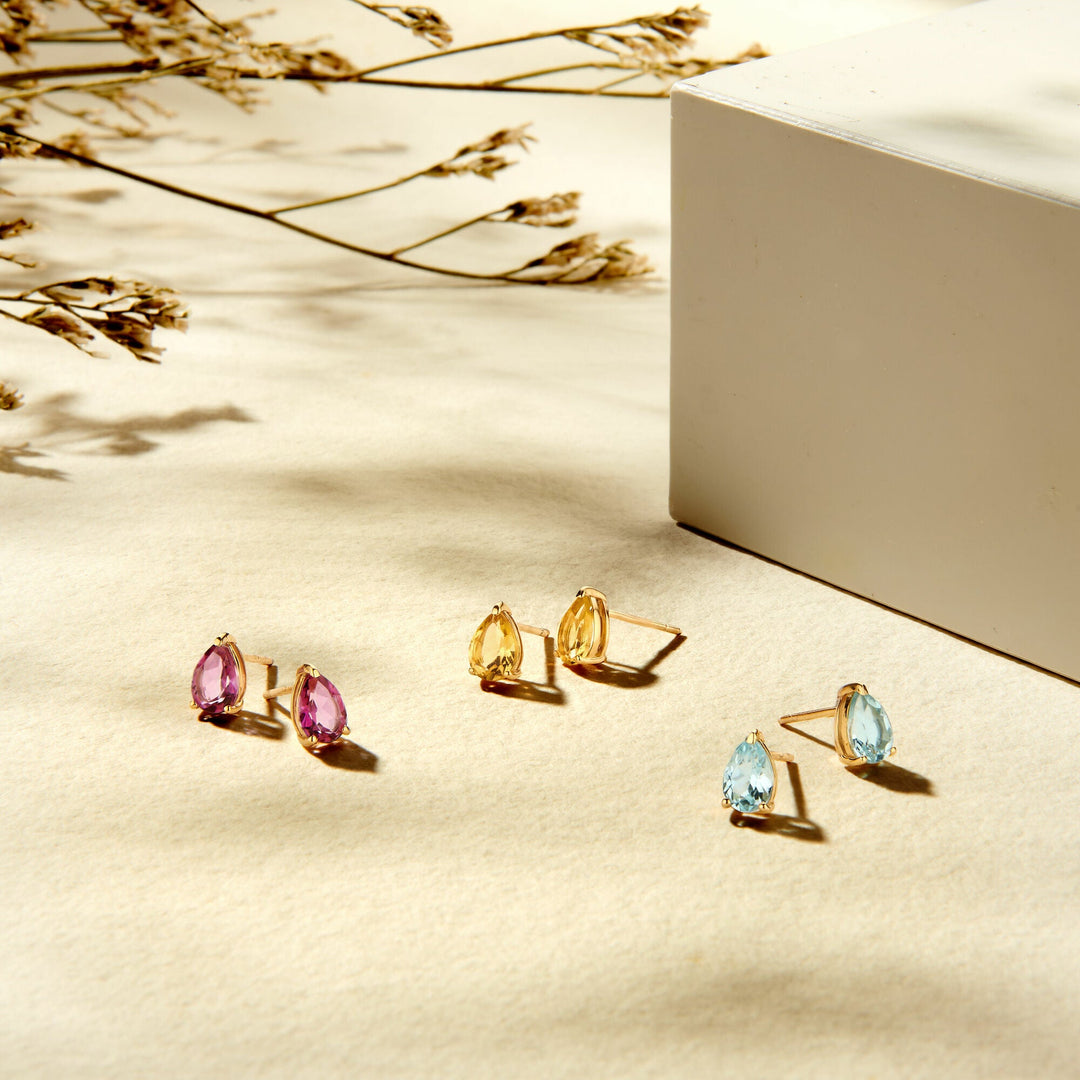 Ohrstecker Blautopas 14K Gelbgold