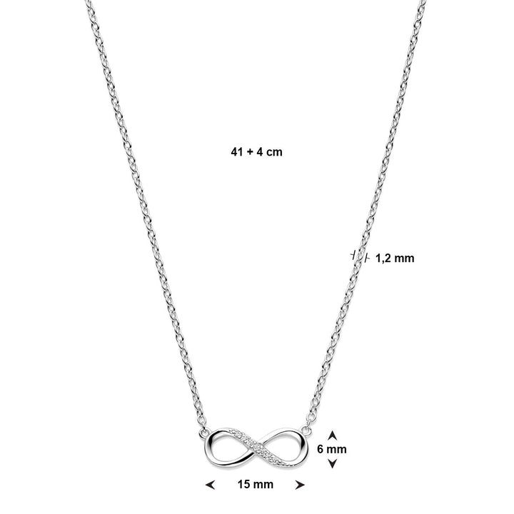Silberkette Damen Infinity Zirkonia rhodiniert