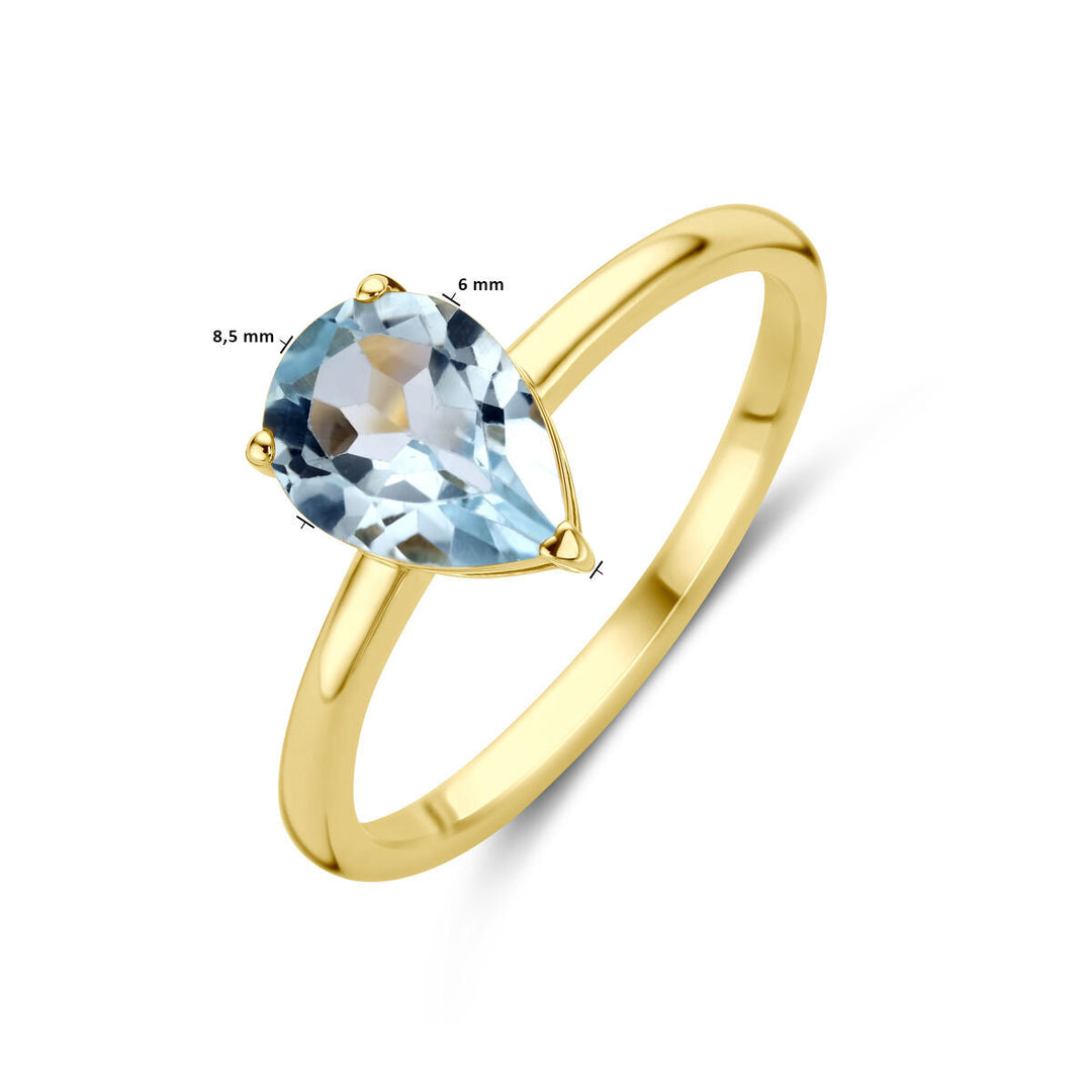 Ring Blautopas 14K Gelbgold
