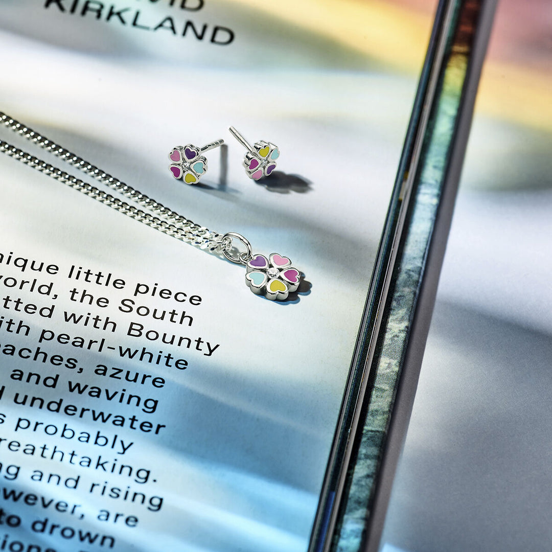 Ohrstecker Blume Zirkonia Silber rhodiniert