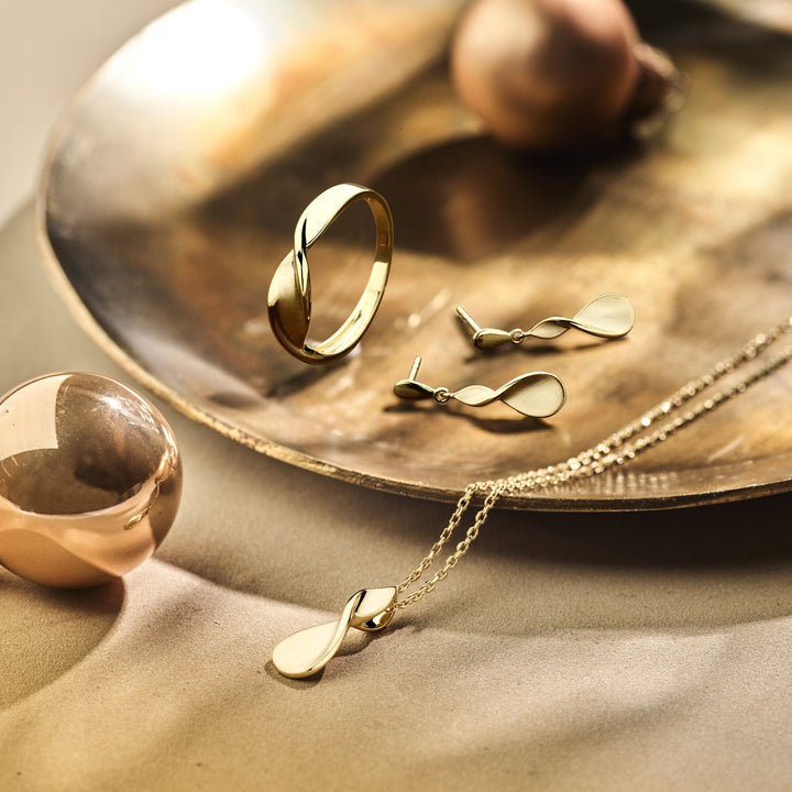 Ohrringe poliert/matt 14K Gelbgold