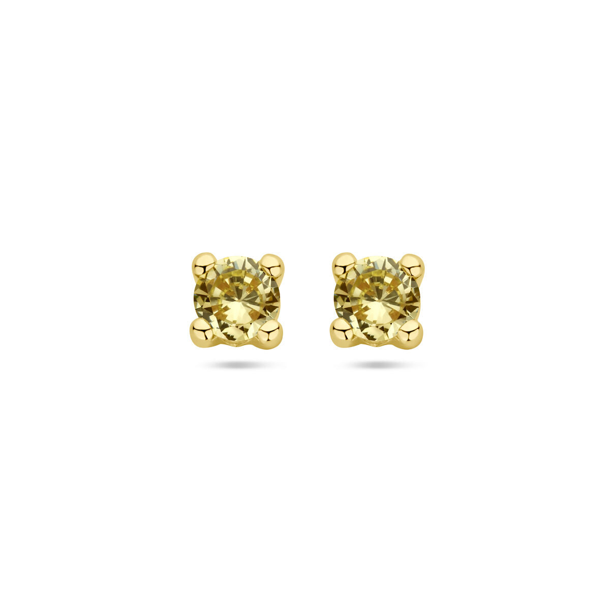 Ohrstecker aus 14K Gelbgold mit synthetischem Peridot in quadratischer Form