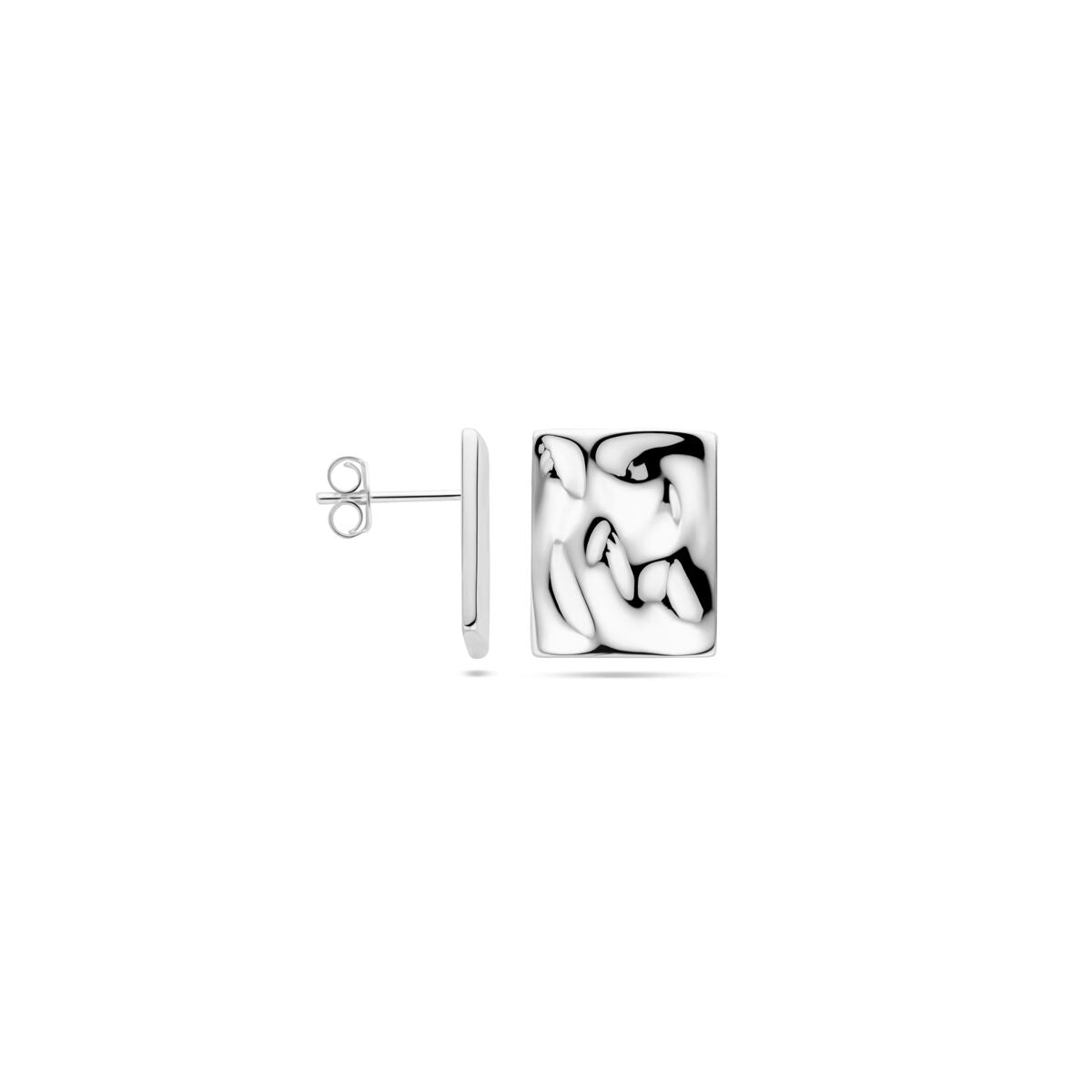 Ohrstecker gehämmert 15 mm Silber rhodiniert