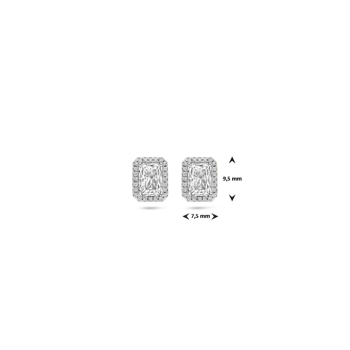 Ohrstecker Zirkonia 9,5 mm Silber rhodiniert