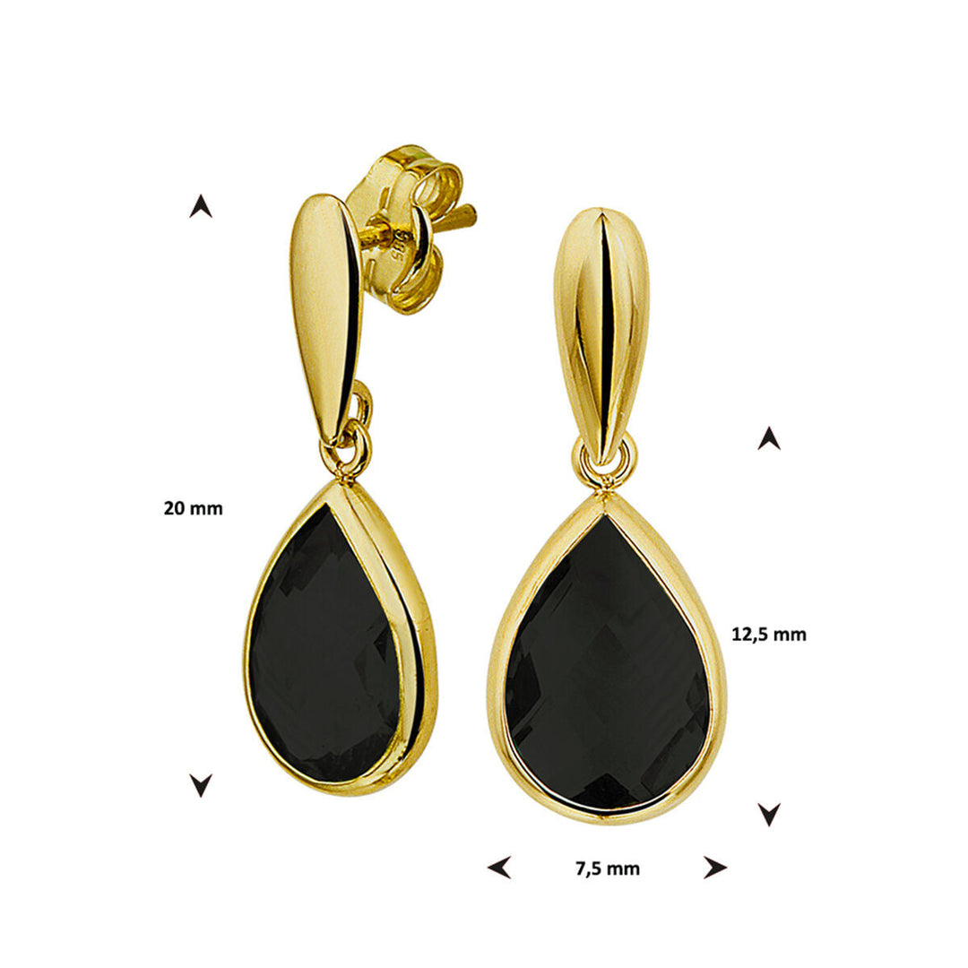 Ohrringe Onyx 14K Gelbgold