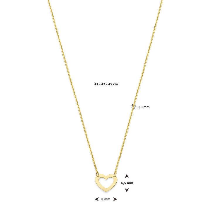 Halskette Herz 41 - 43 - 45 cm 14K Gelbgold