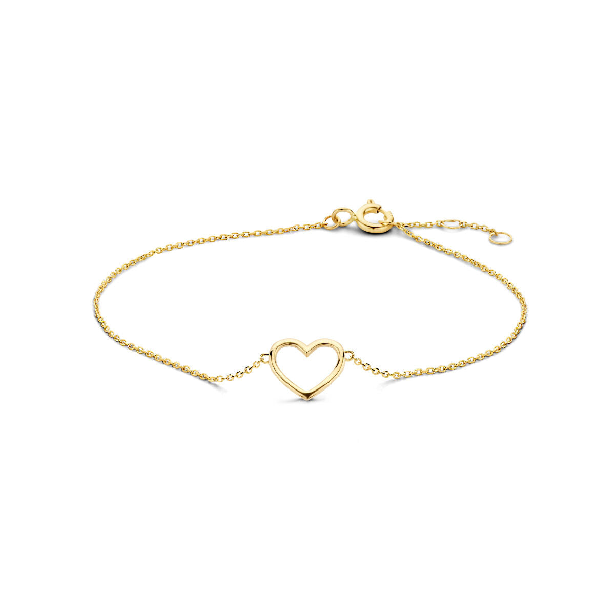 Armband aus 9 Karat Gelbgold mit herzförmigem Anhänger und feiner Gliederkette