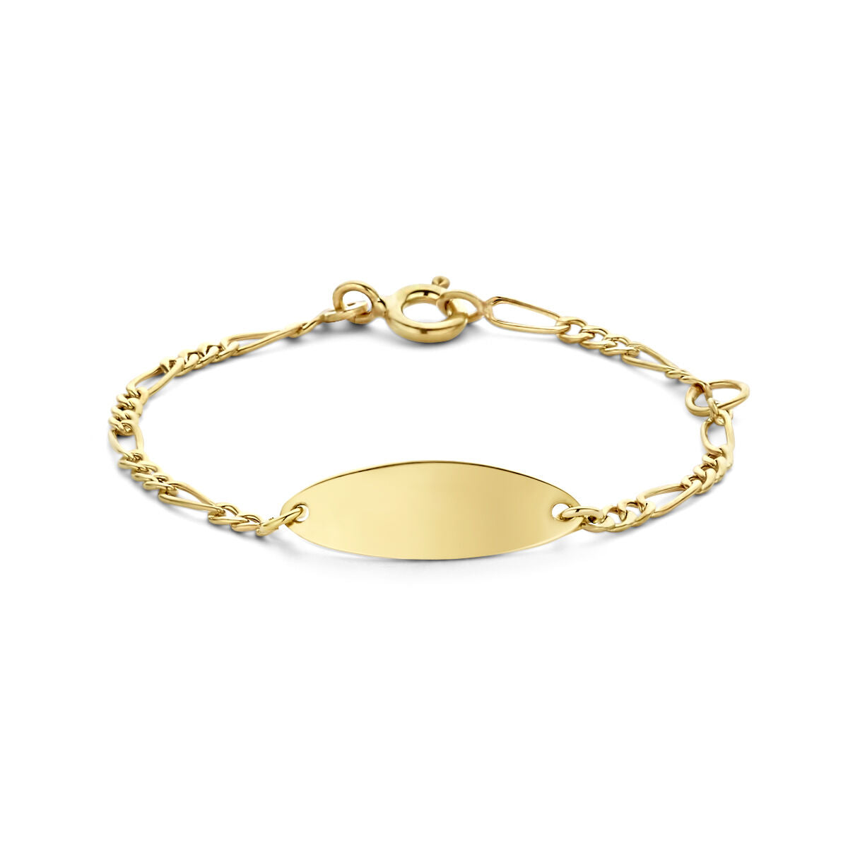 Armband aus 9K Gold mit ovaler Platte und feinem Gliederarmband