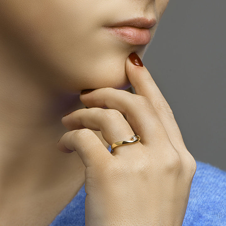 Ring Zirkonia 14K Bicolor Gold Gelb/Weiß