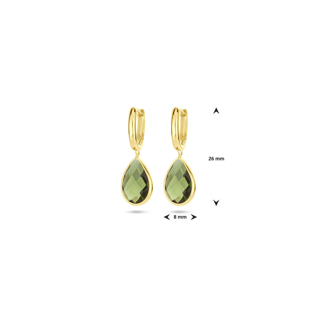 Klappcreolen grün Quarz 26 mm 18K Gelbgold