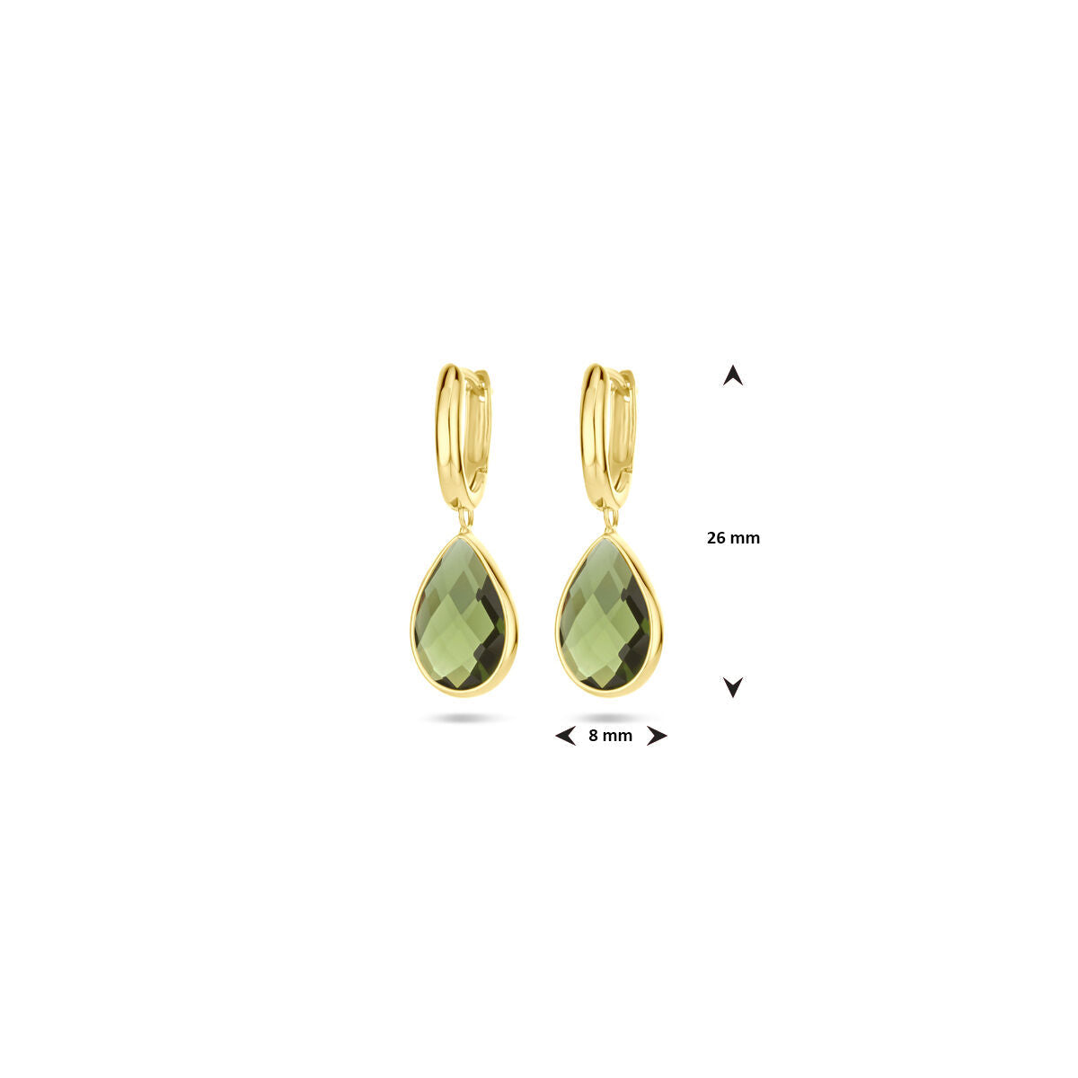 Klappcreolen grün Quarz 26 mm 18K Gelbgold