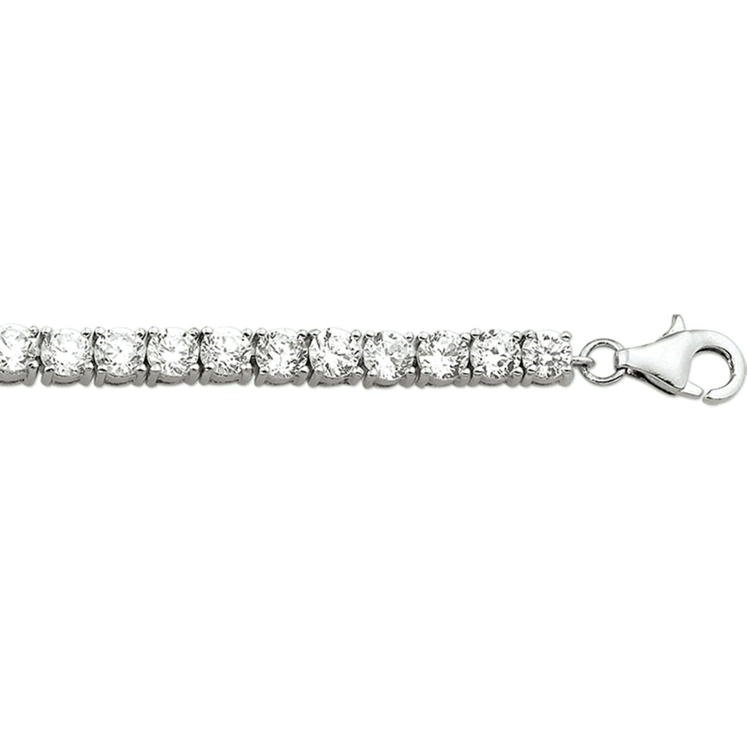 Tennisarmband aus rhodiniertem Silber mit Zirkonia-Steinen, 4,2 mm breit und 18,5 cm lang
