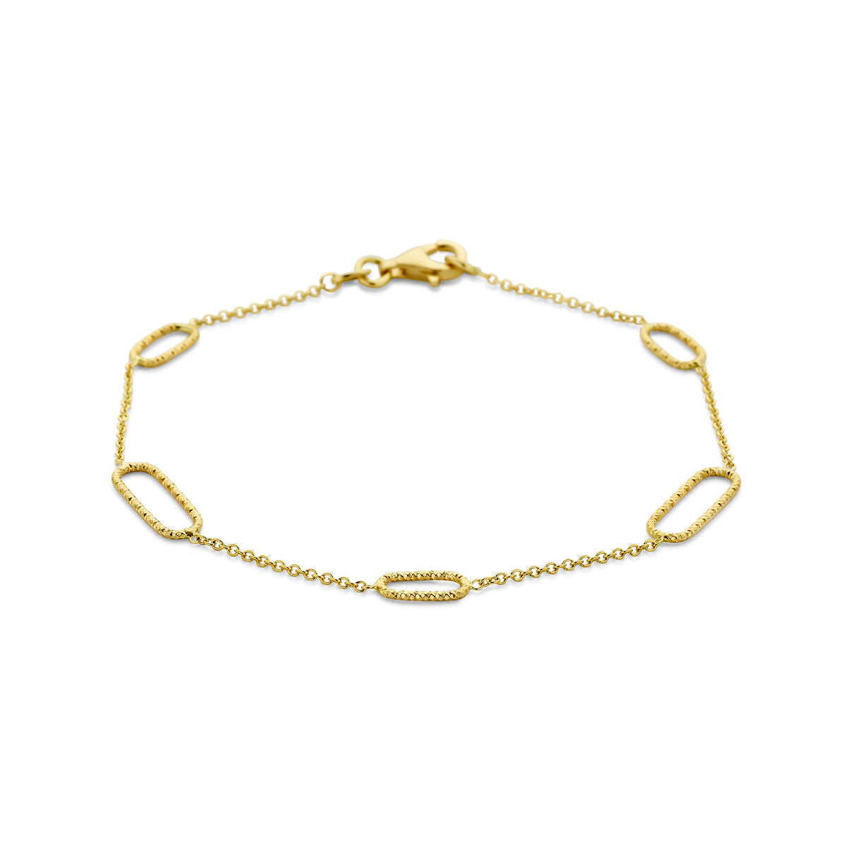 Armband aus 14k Gelbgold mit ovalen Gliedern und einem Karabinerverschluss