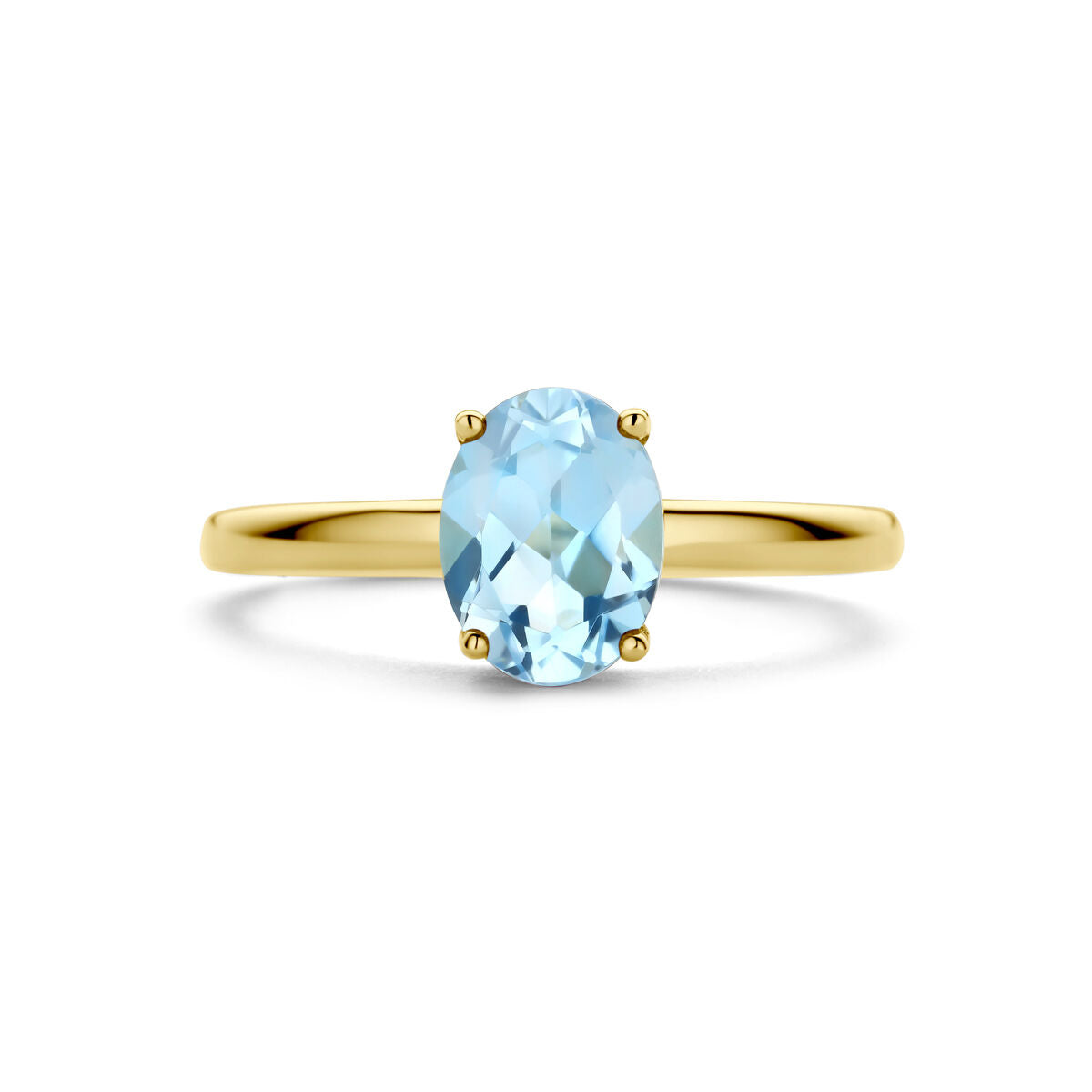 Gelbgoldring Blautopas 14K