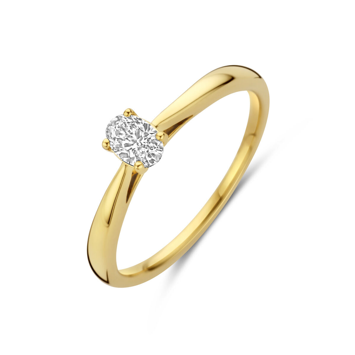 Ring aus 14K Gelbgold mit einem ovalen, lab-grown Diamanten von 0,25 ct
