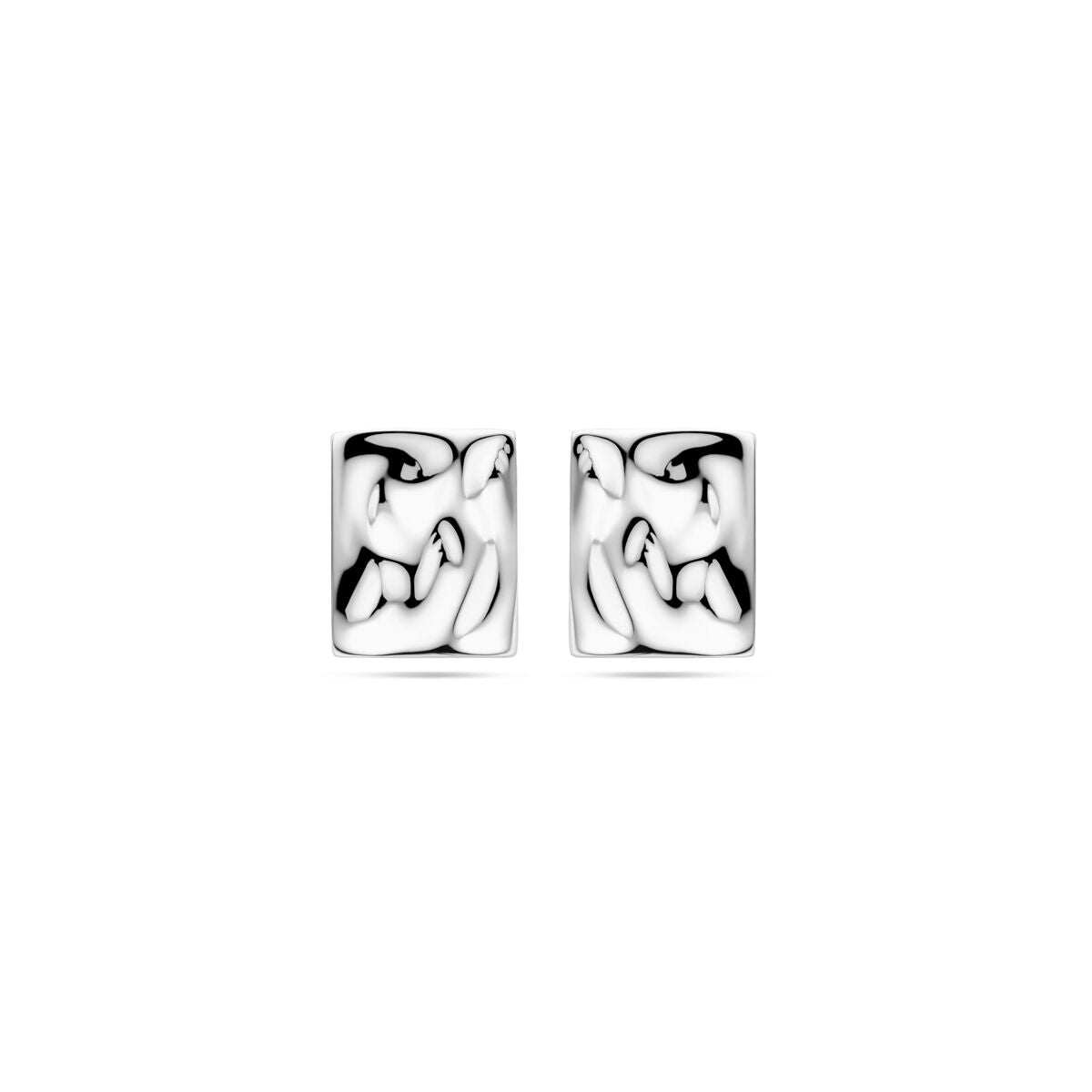 Gehamerte Ohrstecker aus rhodiniertem Silber mit einer Größe von 15 mm