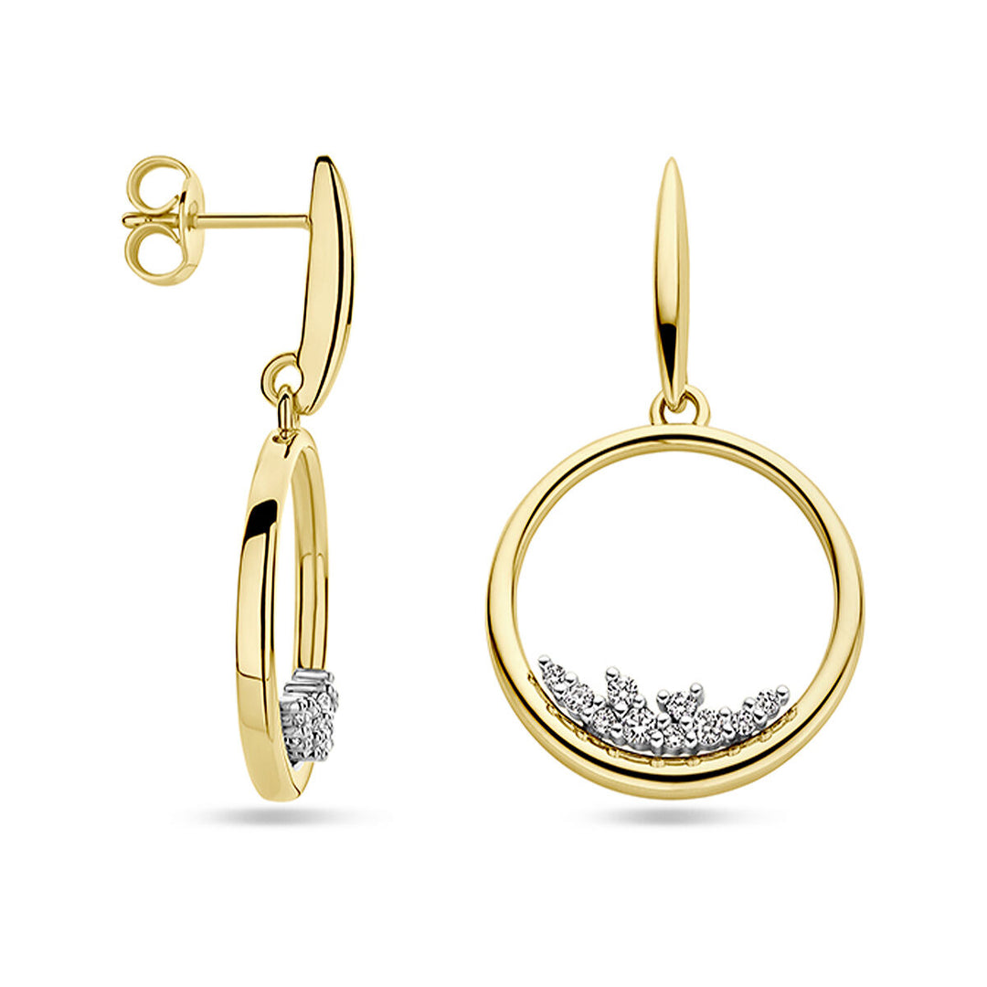 Ohrringe Kreis Diamant 0,23 ct (2x 0,115 ct) h si 14K Bicolor Gold gelb/weiß