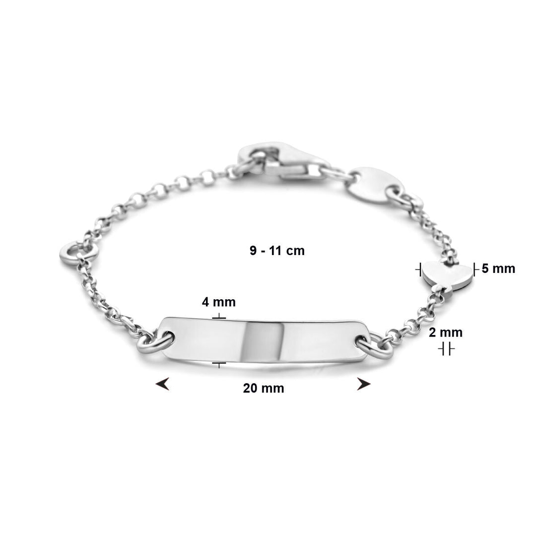 Babyarmband Silber Herzplättchen 4,0 mm rhodiniert