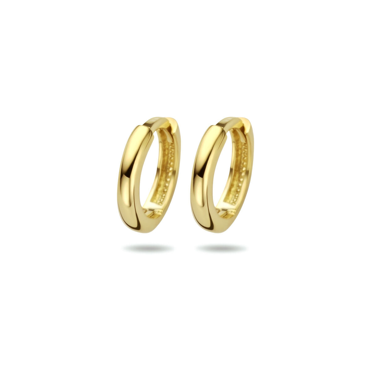 Klapp-Ohrringe aus 14K Gelbgold mit glänzender Oberfläche und geschwungener Form