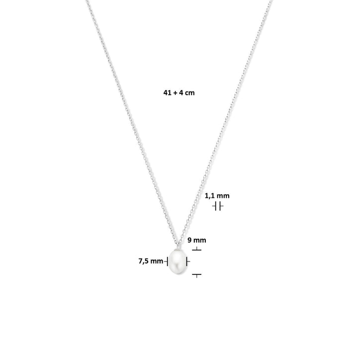 Halskette Perle 41 + 4 cm Silber rhodiniert