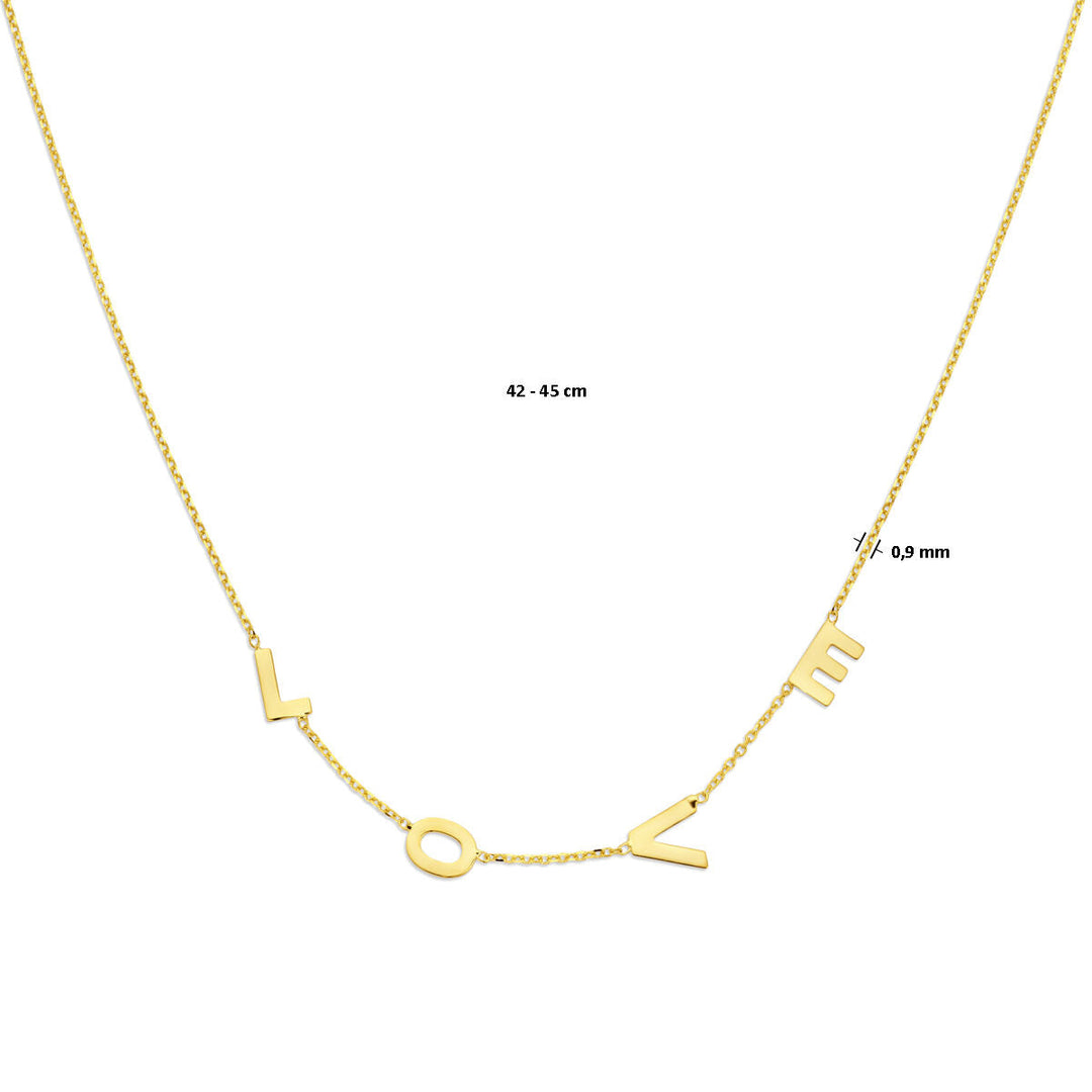 Halskette Love 42 + 3 cm 14 Karat Gelbgold