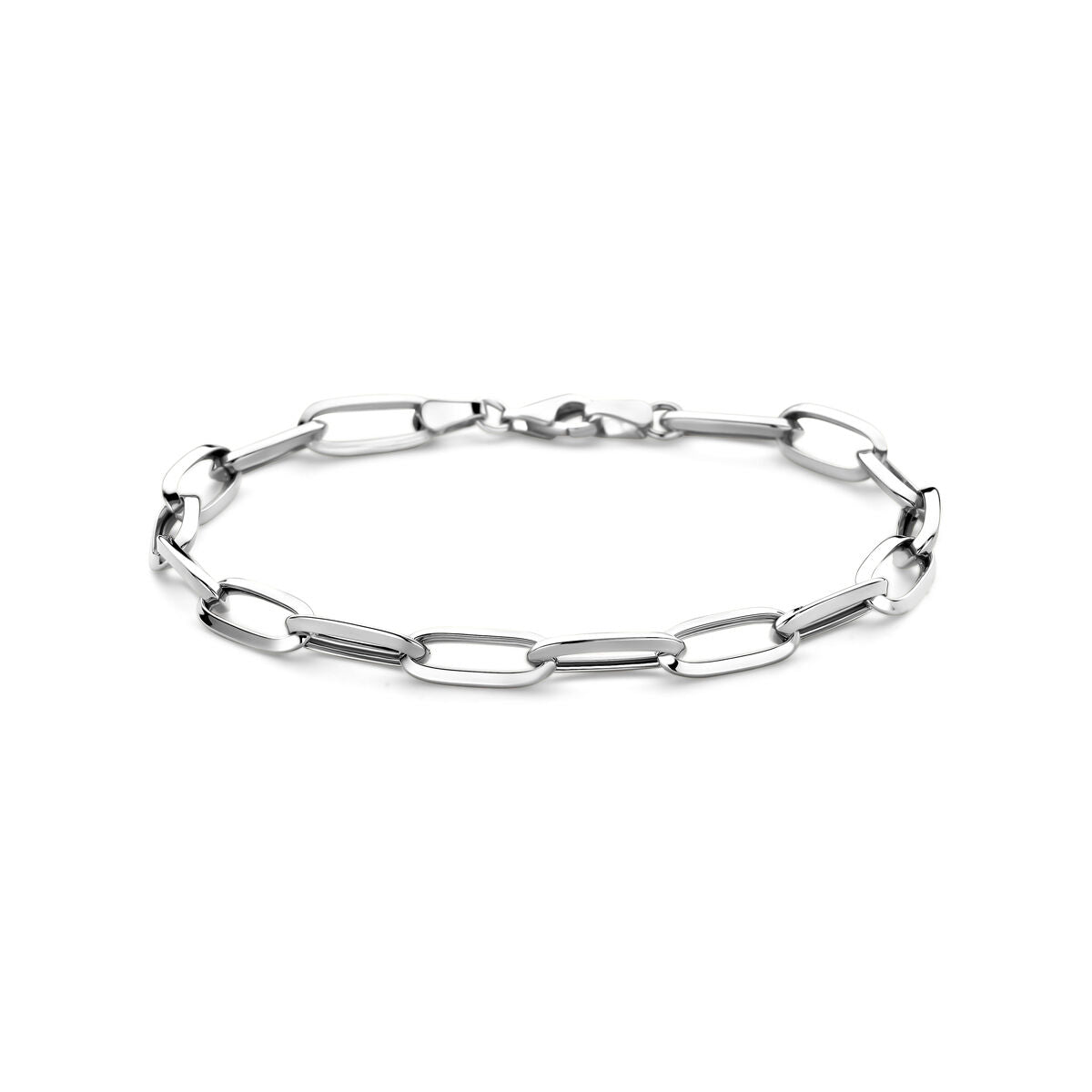 Armband aus 14K Weißgold mit geschlossenen Gliedern und einer Länge von 19 cm