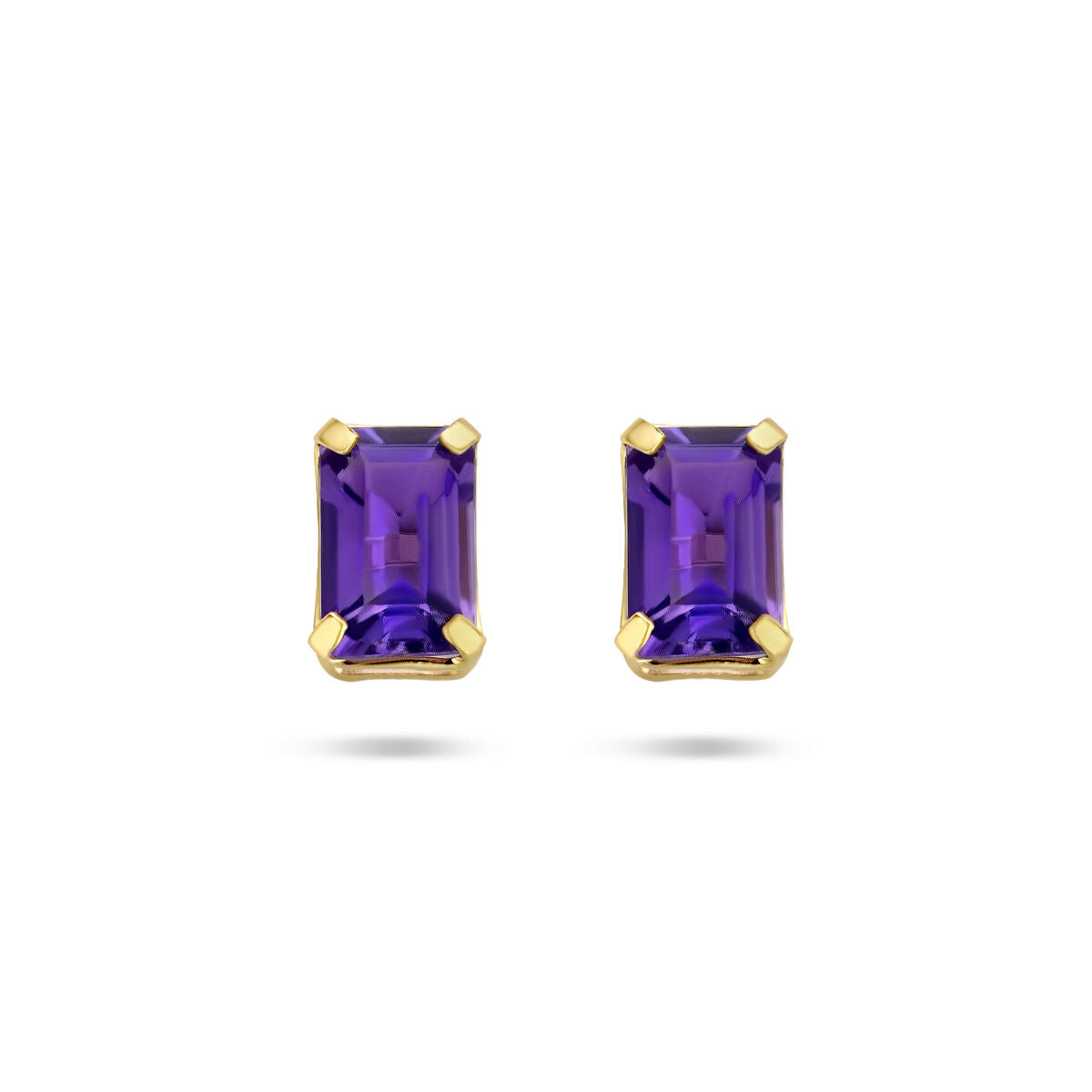 Ohrstecker mit rechteckigem Amethyst in 14K Gelbgoldfassung