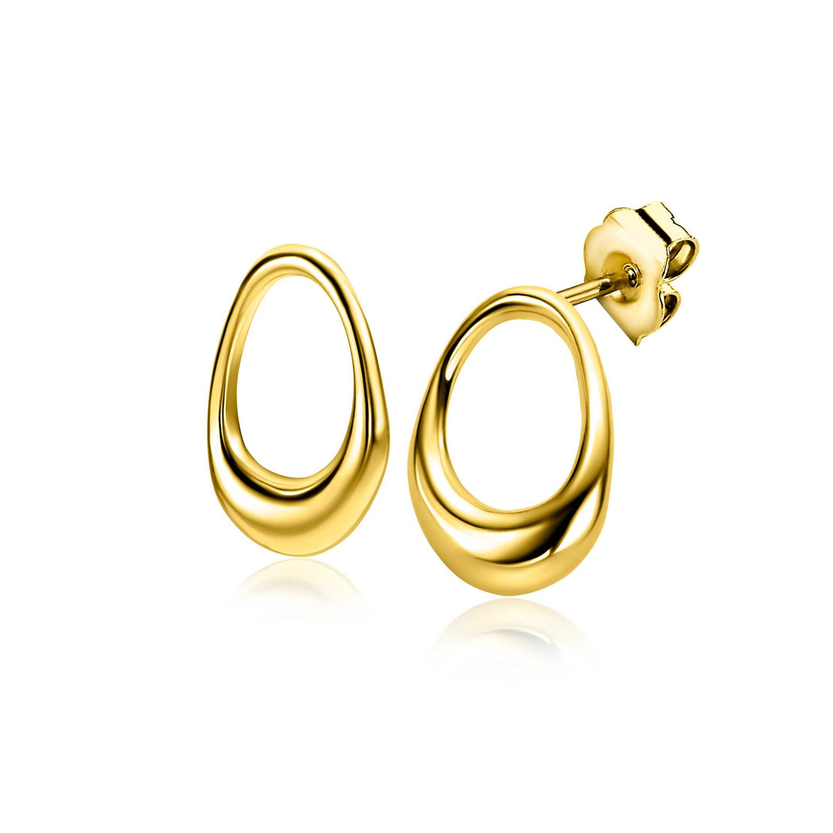 Ohrstecker aus glänzendem Gold mit geschwungener, ovaler Form