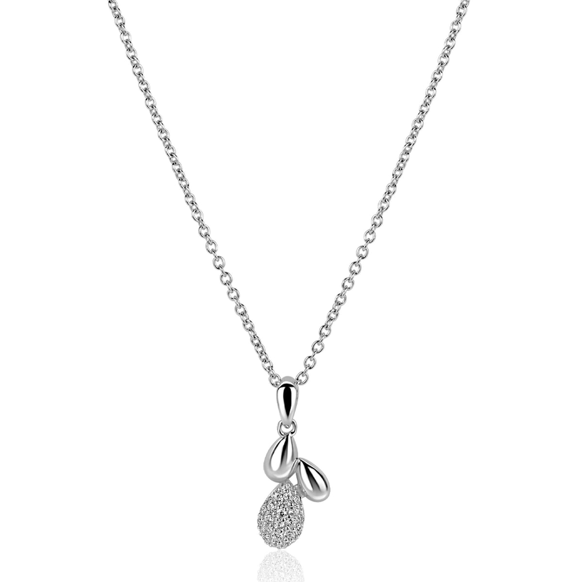 Halskette aus Silber mit tropfenförmigem Anhänger und funkelndem Zirkonia-Detail