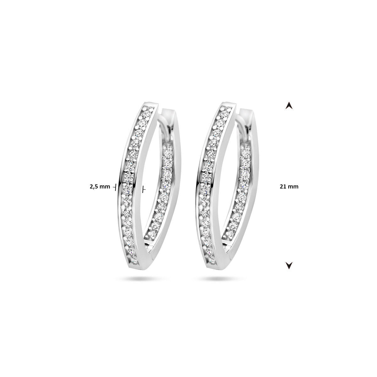 Klappcreolen Zirkonia 21 mm Silber rhodiniert
