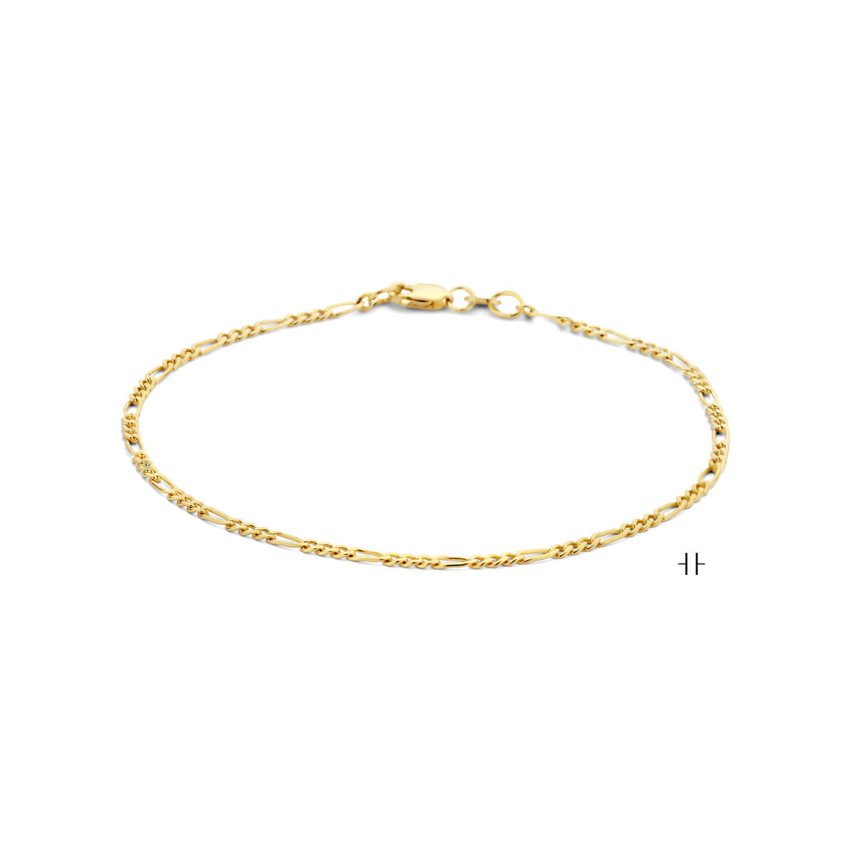 Armband aus 14K Gelbgold mit Figaro-Gliedern und einem feinen, glänzenden Finish
