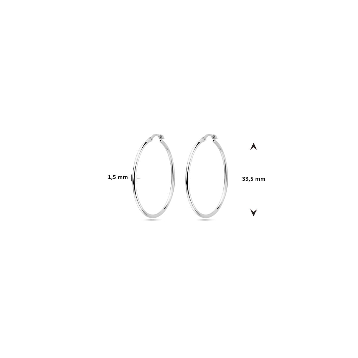 Ohrringe Rundrohr 1,5 mm Silber rhodiniert