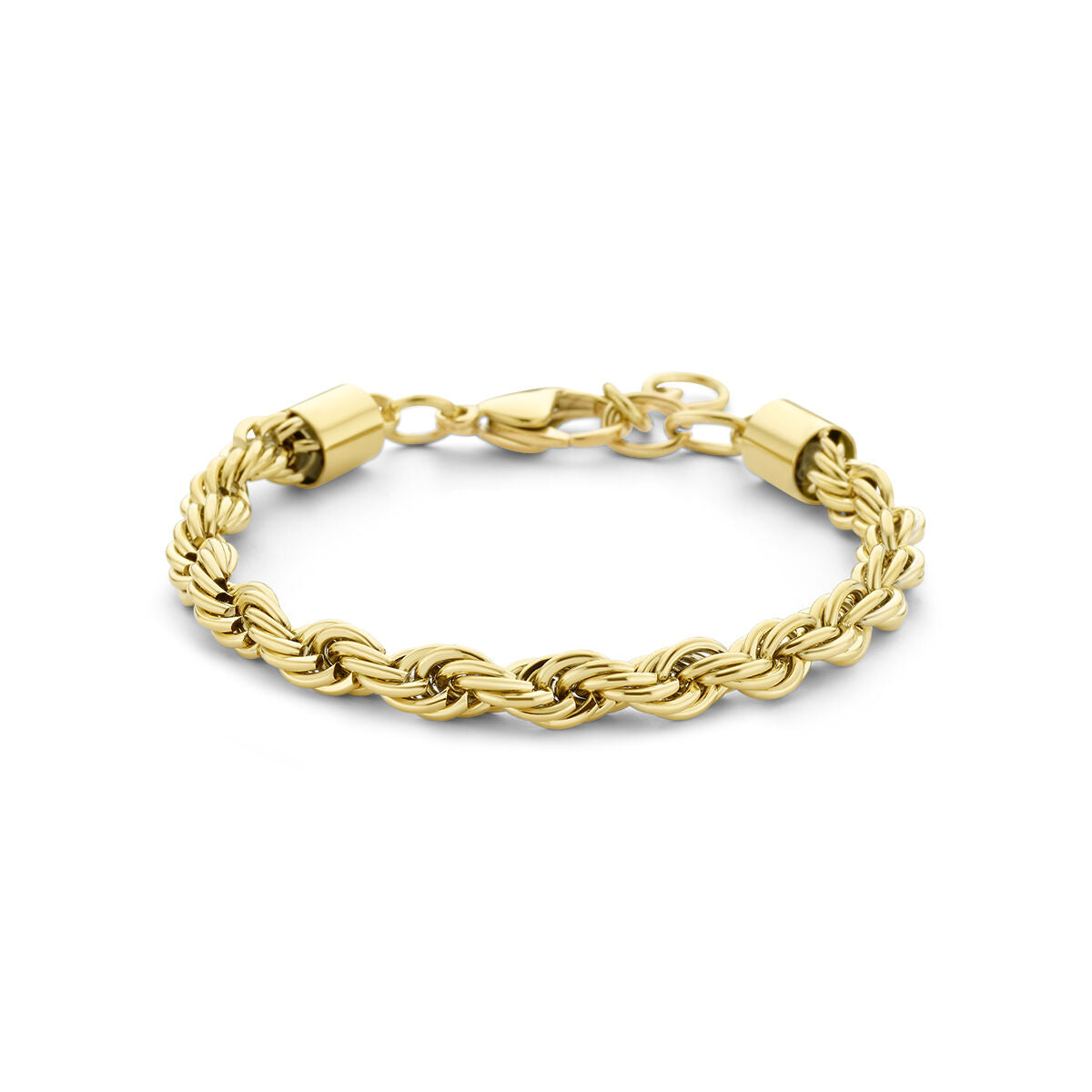 Armband aus Edelstahl mit ionenplattiertem, goldfarbenem Finish und einer Kordel von 5,7 mm Breite.