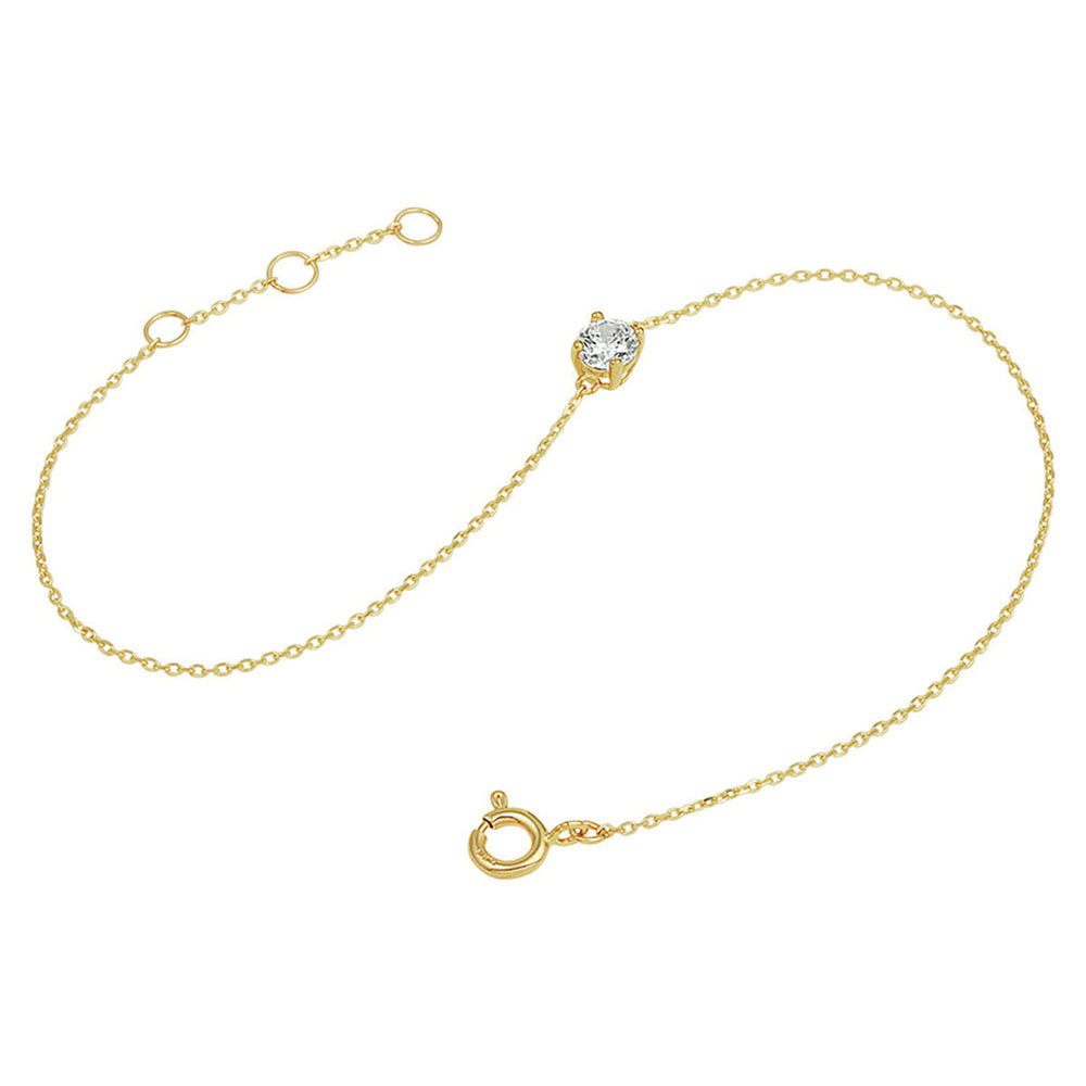 Van der Kooij Collectie Gouden armband dames zirkonia 14K: verfijnde 14k geelgouden armband met een kleine, peervormige zirkonia centraal en verstelbare sluiting voor perfecte pasvorm.