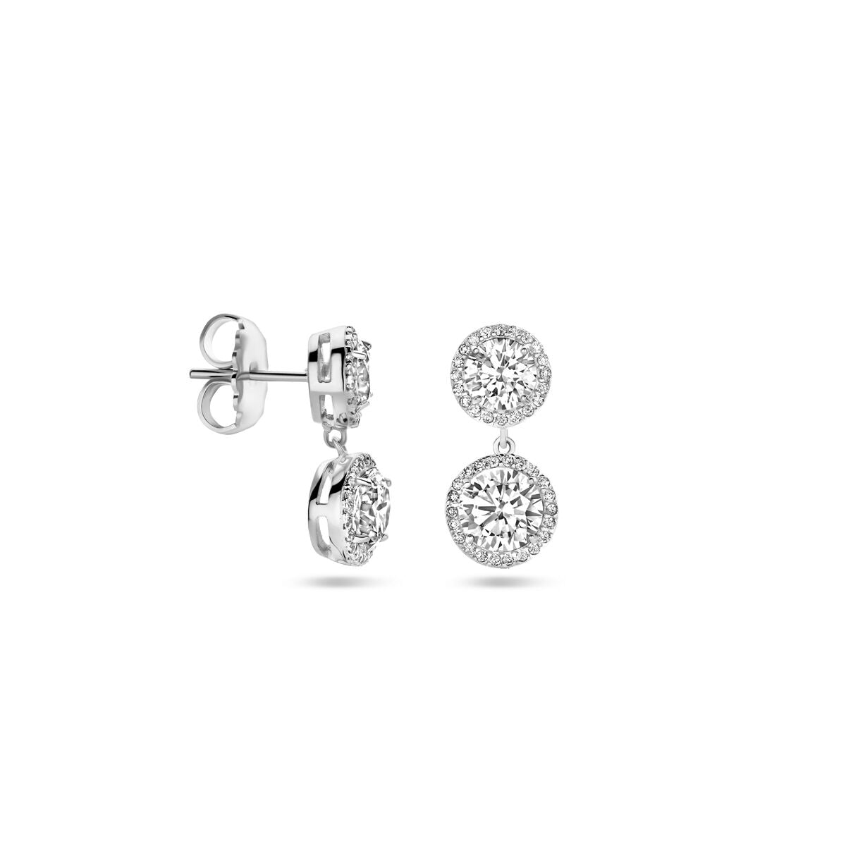 Ohrhänger Zirkonia 20 mm rhodiniert Silber