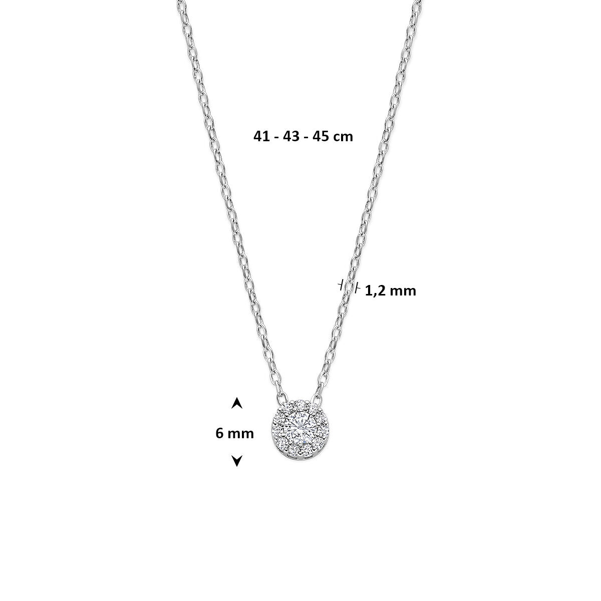 Rhodiniertes Damencollier aus Sterlingsilber mit Zirkonia im Kranzdesign