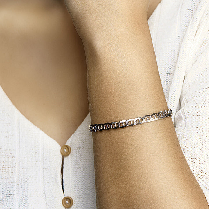 Armband Anker 6,5 mm 19 cm Silber rhodiniert