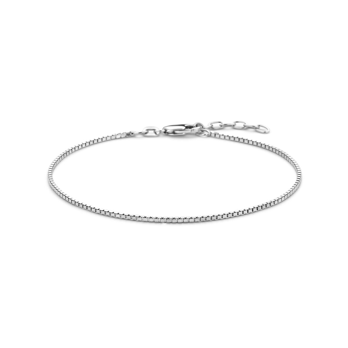 Herrenarmband aus rhodiniertem Silber mit 1,3 mm Venetianerkette und Karabinerverschluss