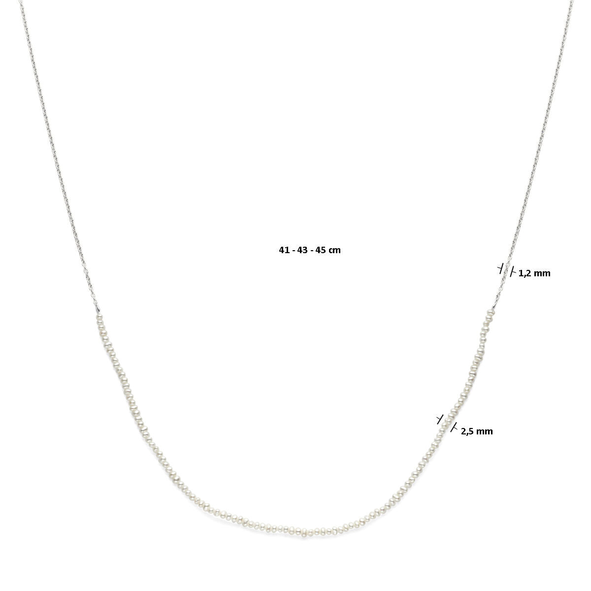 Halskette Perlen 41 - 45 cm rhodiniertes Silber