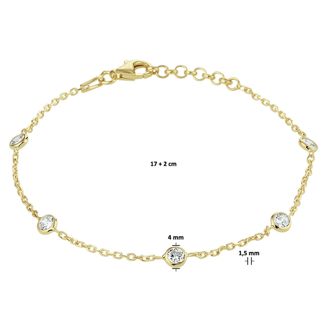 Vergulde Zilveren Armband met Zirkonia – 925 Zilver