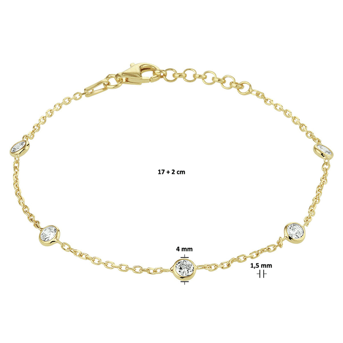 Vergoldetes Silberarmband mit Zirkonia – 925 Silber