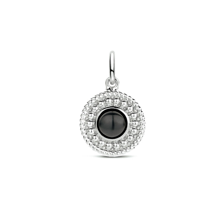 Anhänger rund Onyx Silber rhodiniert