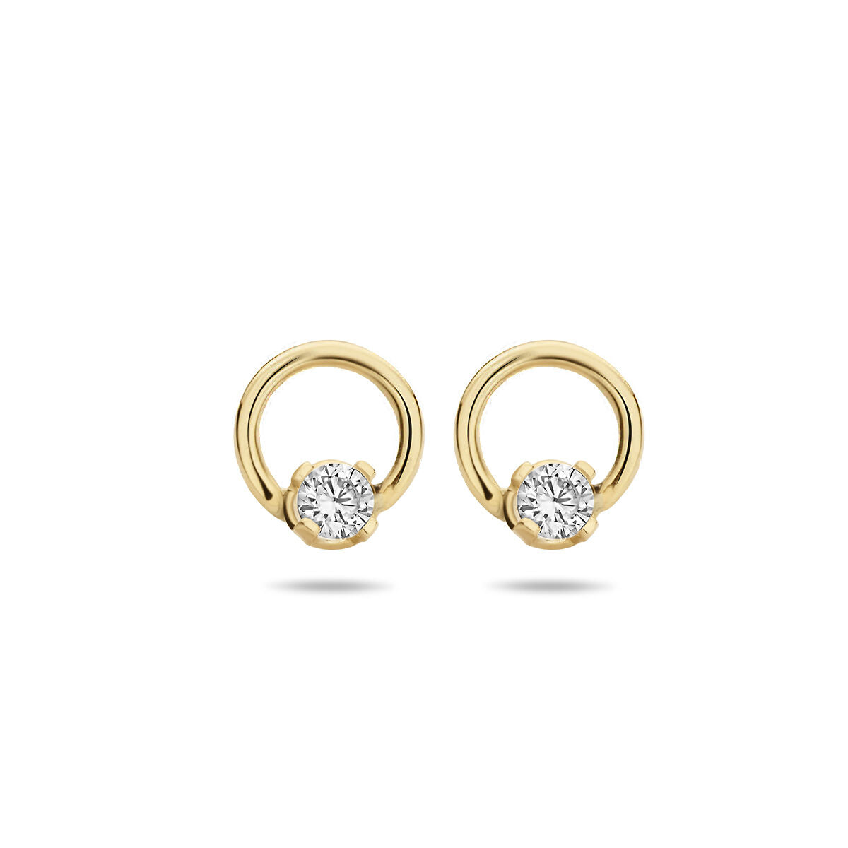 Ohrstecker aus 14K Gelbgold mit runden Zirkonia-Steinen