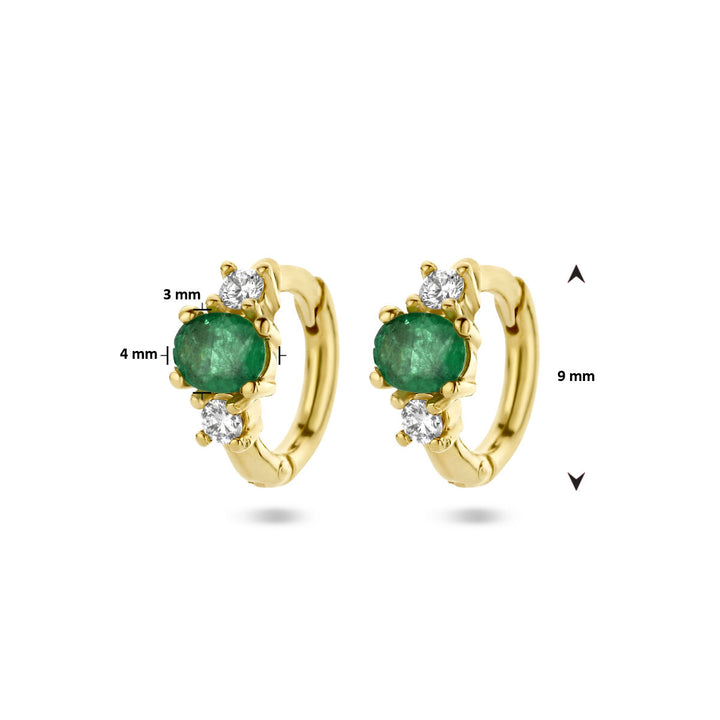 Ohrhänger Smaragd und Diamant 0,10 ct (2 x 0,05 ct) h SI 14 K Gelbgold
