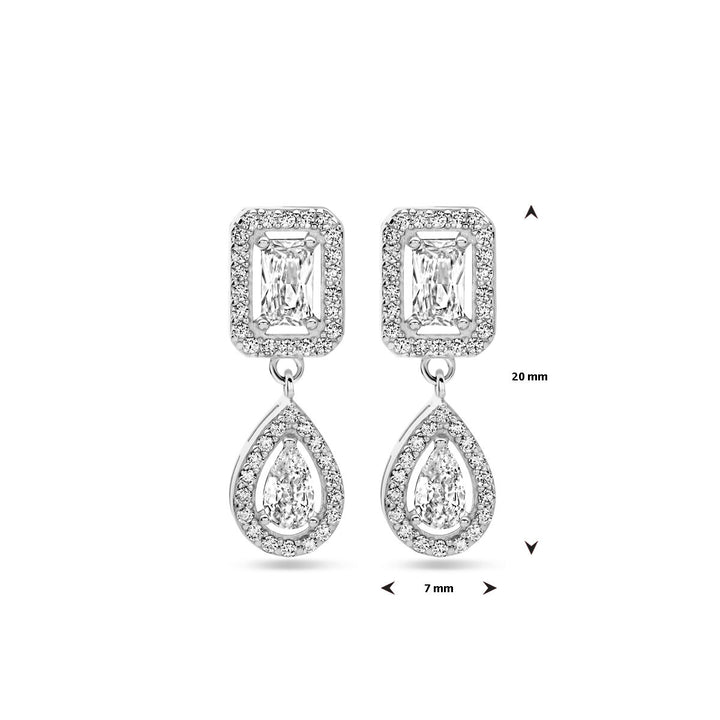Ohrhänger Zirkonia 20 mm rhodiniertes Silber